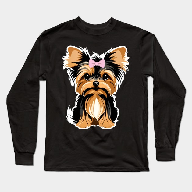 Yorkshire Terrier Baby Cute Yorkie Puppy Girl Long Sleeve T-Shirt by LittleBean